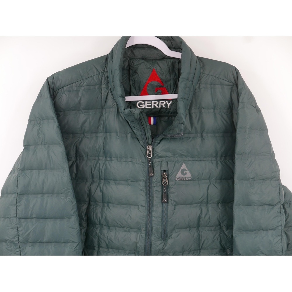 Gerry Jacket Green Down FillPower 650 Puffer Quilted Nylon Lightweight Men's 2XL